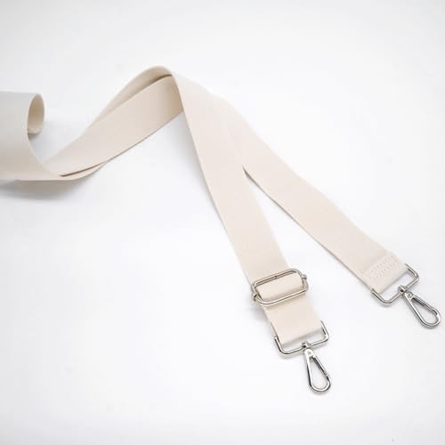 S&loyoe Thickened Solid Color Purse Straps Replacement Crossbody Bag Strap Adjustable Wide Guitar Straps for Handbags 1.5inch - color: Beige silver buckle