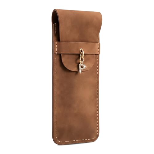 Personalized Initial PU Suede Pen Pouch - Office and Professional Storage Accessory, Ideal Gift for Coworkers (P) - color: P