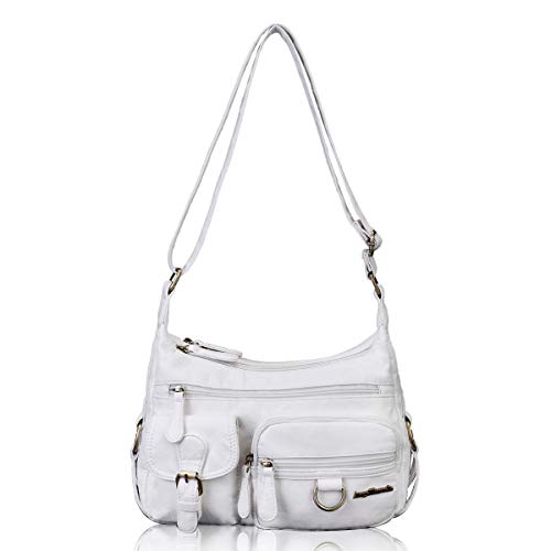 Angel Barcelo Cross body Shoulder Bag Women Soft PU Leather Purses and Handbags - color: White