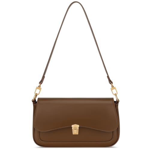 KKXIU Small Shoulder Bag for Women Cute Hobo Handbags Mini Clutch Purses | Classic Trendy Retro Underarm Crossbody Bag with Detachable Straps, Zipper Closure - color: Tan
