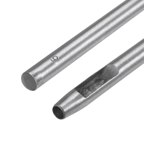 HARFINGTON 2pcs Hollow Punch for Leather 5mm Round Hole Punch Tool for Belt Puncher Carbon Steel Single Punch for Watch Belt Cut Leather Craft Rubber Paper Fabric Plastic Soft Material - size: 5mm