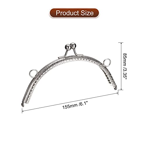 uxcell 4pcs Metal Purse Frame, 6" Kiss Lock Clasp Frame Rectangle Embossed Clutch Frame Handles for Coin Purse Sewing Bag Making DIY Leather Craft, Silver - color: Silver, size: 6"