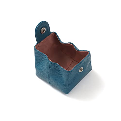 Cockatoo Genuine Leather Coin Pouch Change Holder, Mini Snap Pocket Wallet for Men Women (Azure, Large) - color: Azure, size: Large