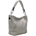 Hobo Shoulder Bag with Big Snap Hook Hardware - color: Dark Silver-metallic