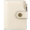FALAN MULE Small Wallet for Women Leather Bifold Compact Small Womens Wallet with RFID Blocking - color: Off-White