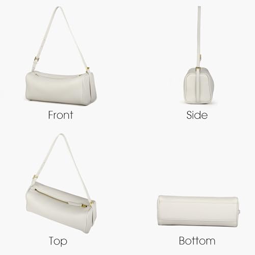 DONNAIN Premium Full Grained Leather Crossbody Purses and Barrel Bag - color: White