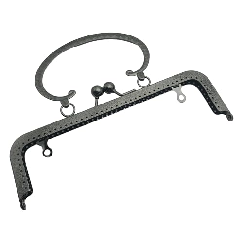 7.9"/20cm Metal Frame Purse Bag Metal Frame Kiss Clasp Lock for Purse Making DIY Craft Squared Design Bag Clutch Coin Purse Frames (Gunblack) J020 - color: Gunblack