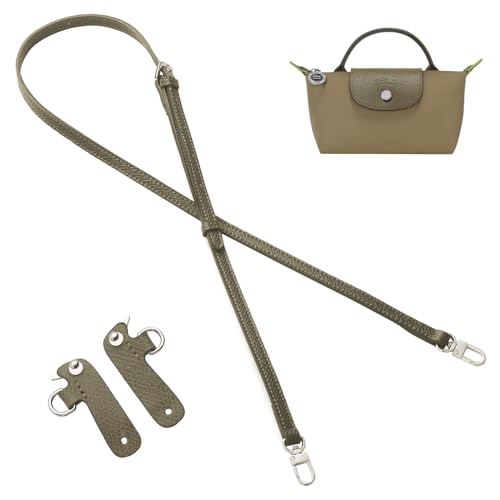 Purse Straps Replacement, Leather Handbag Crossbody Shoulder Strap Kit Adjustable for Mini Longcamp Tote Bag Women - color: Artichoke
