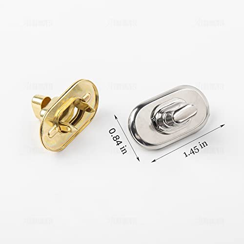 AUEAR, 12 Pack Silver & Gold Turn Lock Clasp Hardware Purse Closure Latches Metal Handbag Twist Fasteners for DIY Bag Craft Project - color: Silver & Gold