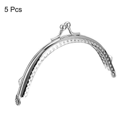 uxcell Metal Purse Frames - 4.13" 5Pcs Kiss Lock Clasp Frame Arch Embossed Clutch Frame Handles for Coin Purse Sewing Bag Making DIY Craft, Silver Tone - size: 4.13"