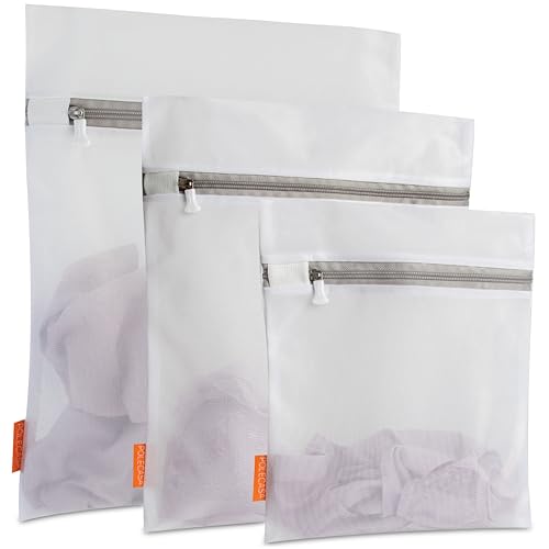 Mesh Laundry Bags 3 Pack (Large, Medium, Small) | Delicate Clothes Protection, #5 Auto-Lock Zipper, Tear Resistant Fine Mesh, Anti Snag Design, Washing Machine & Dryer Safe - size: 1 Large, 1 Medium, 1 Small