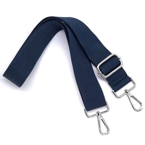 S&loyoe Thickened Solid Color Purse Straps Replacement Crossbody Bag Strap Adjustable Wide Guitar Straps for Handbags 1.5inch - color: Dark Blue Silver Buckle