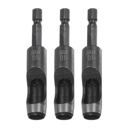 HARFINGTON 3pcs Leather Hollow Punch 1/4 Hex Shank for Drills, 10mm Dia Rotary Hole Punch for Thick Fabrics Leathercraft Working - size: 10mm