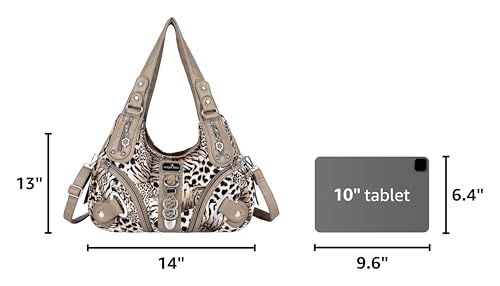 Angelkiss Hobo Purses and handbags for Women Satchel Handbag Women Purses Large Daily Shoulder Bags - color: Brown/Beige