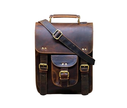 Genuine Leather Messenger Bag Vintage Laptop Crossbody Bag Satchel Man Purse Shoulder Bag for man woman office bag - style: 11 Inches Dark Brown