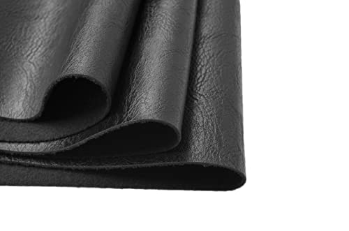 Wento Thick 2 Yard Faux Leather Fabric Soft Skin Grain PU Leather Fabric for Furniture Cover Reupholster Sofa Chairs Cushions Vinyl Upholstery (2 Yards, Black) - color: Black, size: 2 Yards (54" x 72")