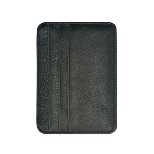 1 Pcs Top Layer Genuine Leather Slim Card Holder, Multifunctional Card Case for Driver License, Bus Card, ID & Credit Cards, Lightweight Minimalist Front Pocket Wallet for Men Women (Lychee Black)