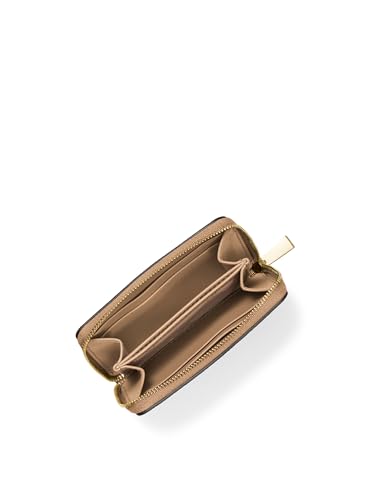 Michael Kors Jet Set Small Zip Around Card Case, Gold-Tone Hardware/Pebble Leather/Husk - color: Gold-tone Hardware/Pebble Leather/Husk