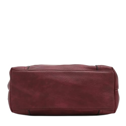 Hobo Shoulder Bag with Big Snap Hook Hardware - color: Burgundy