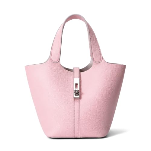 Tote Bag for Women Top Handle Handbag Satchel Bag for Women Vegan Leather Lock Design Bucket Purse for Work Evening - color: Ab