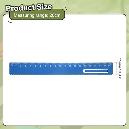 HARFINGTON 3pcs Straight Ruler 20cm Metric Metal Aluminum Alloy Measuring Bookmark Clip Rulers Scale Tool for Measure Study Reading Classroom Office, Blue - color: Blue, size: 20cm
