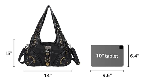 Angelkiss Hobo Purses and handbags for Women Satchel Handbag Women Purses Large Daily Shoulder Bags - color: 801black