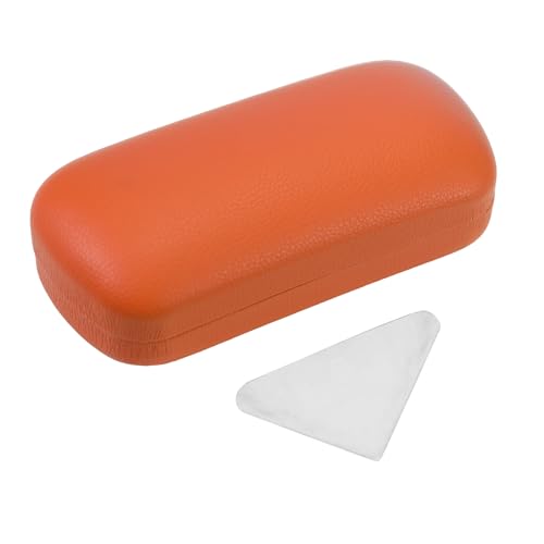 PERFECTSIGHT Sunglasses Case, Large Hard Shell Glasses Case, Cute PU Leather Protective Eyeglasses Case for Women Men - color: Orange