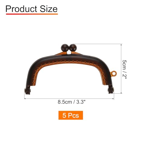 uxcell 5 Pcs Plastic Purse Frame, 8.5cm/3.3" Retro Arch Kiss Lock Clasp Frame Embossed for Purse Making, Handled Bag, Coin Bag Clutch Bag, Frame Hardware Replacements (Coffee) - color: Coffee