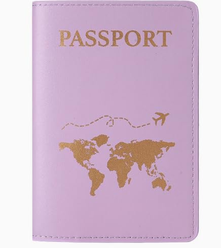 1-Piece Passport Holder, PU Leather Travel Wallet Case—An Ultra-Slim Document Organizer and Vacation Essential - color: Purple