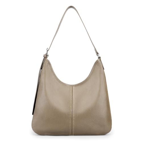 befen Genuine Leather Hobo Bags for Women, Top Grain Real Leather Women's Shoulder Bag Handbags Purses with Adjustable Strap - color: Grey