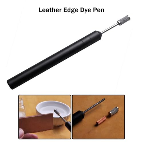 SENRISE Convenient Leather Edge Dye Pen with Replacement Bearing, Alumninum Alloy Oil Pen Belt Finisher Leather Making DIY Craft