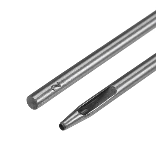 HARFINGTON 2pcs Hollow Punch for Leather 2mm Round Hole Punch Tool for Belt Puncher Carbon Steel Single Punch for Watch Belt Cut Leather Craft Rubber Paper Fabric Plastic Soft Material - size: 2mm