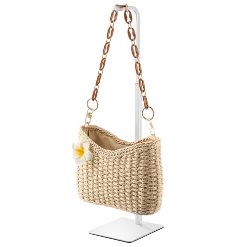 Adjustable Tabletop Purse & Banner Display Stand, White | Multi-use tabletop rack holds handbags, birthday banners, lanterns and wreaths for home, parties or retail. - color: White