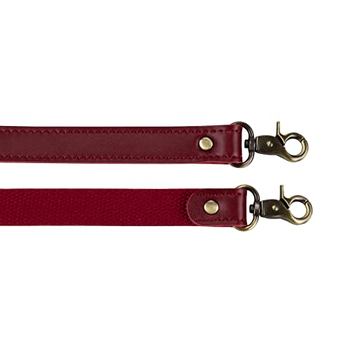 Allzedream Genuine Leather Purse Strap Sewing Canvas Replacement Handbag Shoulder Bag 2 Pcs - color: Wine Red