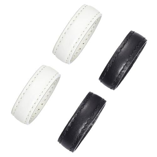 Handmade Leather Belt Loop Keeper | Belt Tail Ring | Strap Holder | Belt Accessories Replacement for Women & Men | 20-50mm Size in Black, Tan, Brown, Blue, White - color: 2 Color(black+white)/4pcs, size: 20 mm (Belt Width 0.6-0.8 inch）
