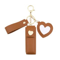 Sisadodo Lip Oil Lipstick Case with Mirror Lip Oil Lipstick Holder Key Chain for Car Keys Keychains Lipstick Organizer Case - color: Brown-