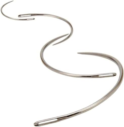 4 Pcs Silver Curved Leather Sewing Needles, Heavy Duty, Set for Weaving, Crafts & Repairing