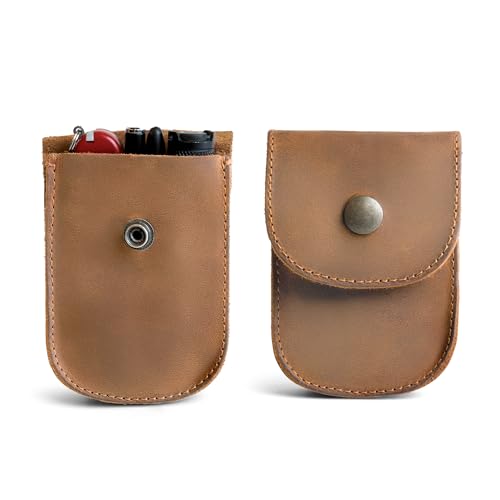 Hide & Drink, Holster Pouch, Durable EDC Waist Bag for Coins, Pocket Wallet, Headphones, Personal Items, Conveniently Attaches to Belt, Full Grain Leather, Handmade - color: Single Malt Mahogany