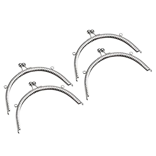 Uxcell 4pcs Metal Purse Frame, 8" Kiss Lock Clasp Rectangle Embossed Clutch Frame Handles for Coin Purse Sewing Wallets Bags Making DIY Craft, Silver - color: Silver, size: 8"