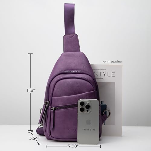 Alldaily Large Sling Bag for Women Crossbody Purse Leather Fashionable Trendy Chest Bag for Travel, Fanny Pack (Purple) - color: Purple