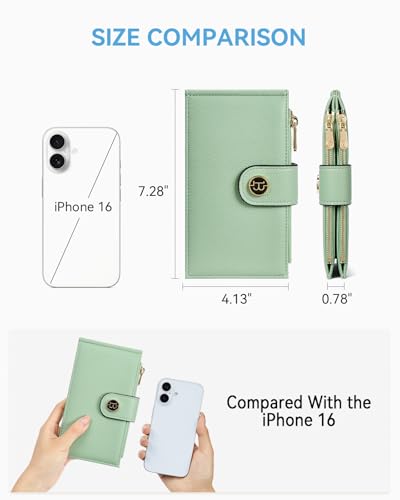 BOSTANTEN Leather Womens Wallet Large RFID Blocking Slim Card Holder - color: 2-Green