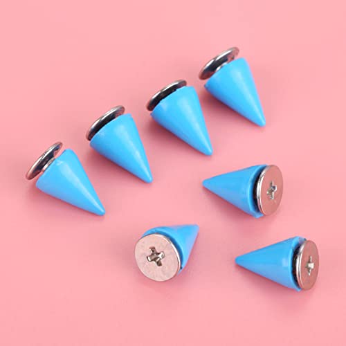 Punk Metal Rivets Screw For Handbag, Belt Shoes, Colored Metal Screw Back Rivet, Cone Spikes Screwback Studs, DIY Leathercraft Findings, 7X10MM, Blue - color: Blue