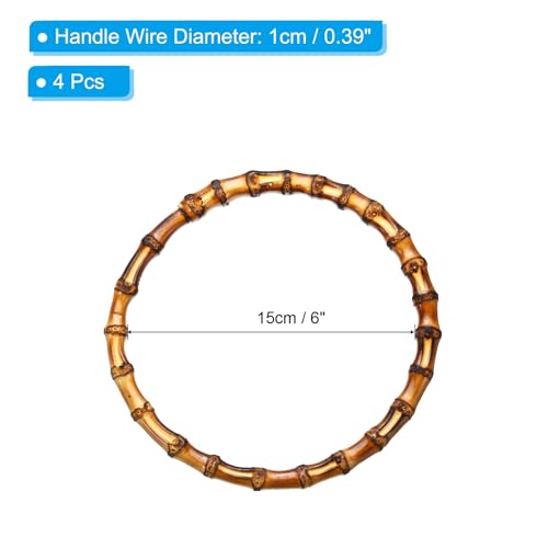 PATIKIL 6.7 Inch Bamboo Purse Handles Round Replacement Brown 4 Pcs - color: Brown, size: 6 Inch