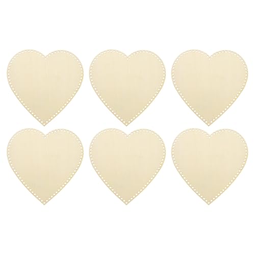 PATIKIL 12" x 12" Crochet Basket Bottom, 6Pcs Heart Shape Blank Crochet Knitting Wooden Base for DIY Craft Weaving Basket Making Supplies Home Decoration - size: 12" x 12"