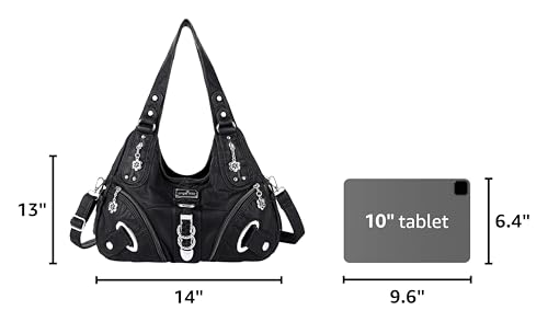 Angelkiss Hobo Purses and handbags for Women Satchel Handbag Women Purses Large Daily Shoulder Bags - color: Black