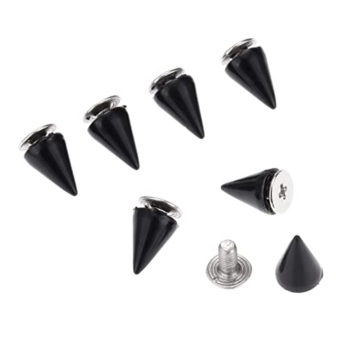 Yetaha Black 7x10MM Cone Punk Screw Back Rivet Spikes, Metal Studs - color: Black