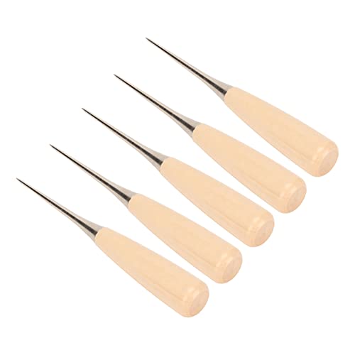 Wooden Handle Awl, Stainless Steel Hole Punch Tool, Comfortable DIY Sewing Drillable Craft, with Case Guard for Leather Canvas Shoes