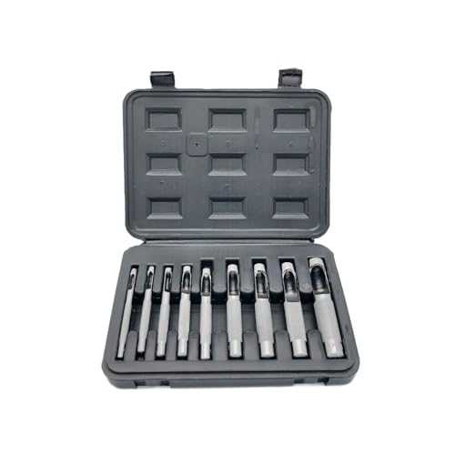 Buyohlic 9 Pcs Leather Hole Punch Round Working Hollow Cutting Mat for Watch Band, Belt, Wristband DIY Leather Crafting