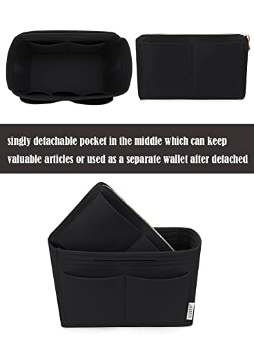 LEXSION Felt Purse Organizer Insert, Tote Bag Shaper Dividers with 5 Sizes - color: Black, size: Slender Large