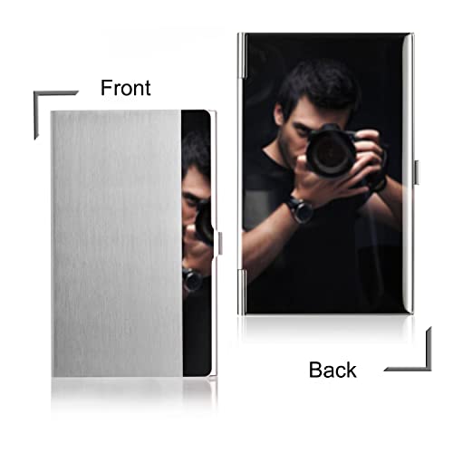 Business Card Holder, Slim Business Card Case for Men & Women, Pocket Metal Card Case, Professional Stainless Steel Business Card Holders, Purse Name Card Holder, Buckle Style Shut - style: Silver